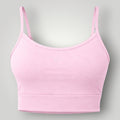 W One Brand Store light pink polyamide sports bra with adjustable straps and subtle 'W' logo, ideal for fitness.