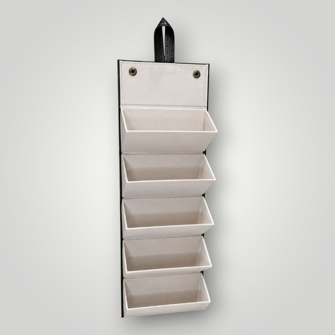 W One Brand Store estojo porta-óculos dobrável preto com 5 divisórias, ideal para organização e viagens.