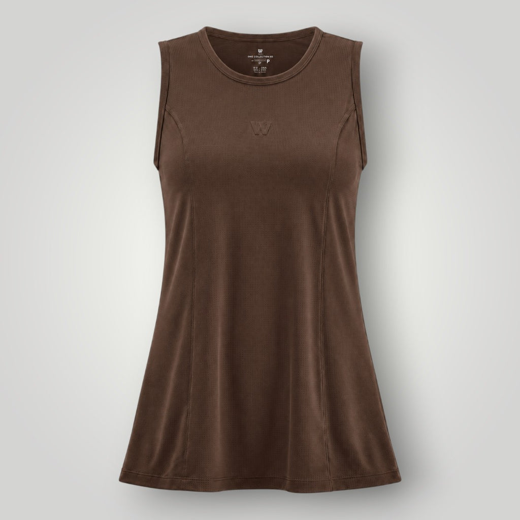 Regata W One Brand Store Mini Veste coffee em poliamida dry fit com proteção UV para beach tênis e treinos