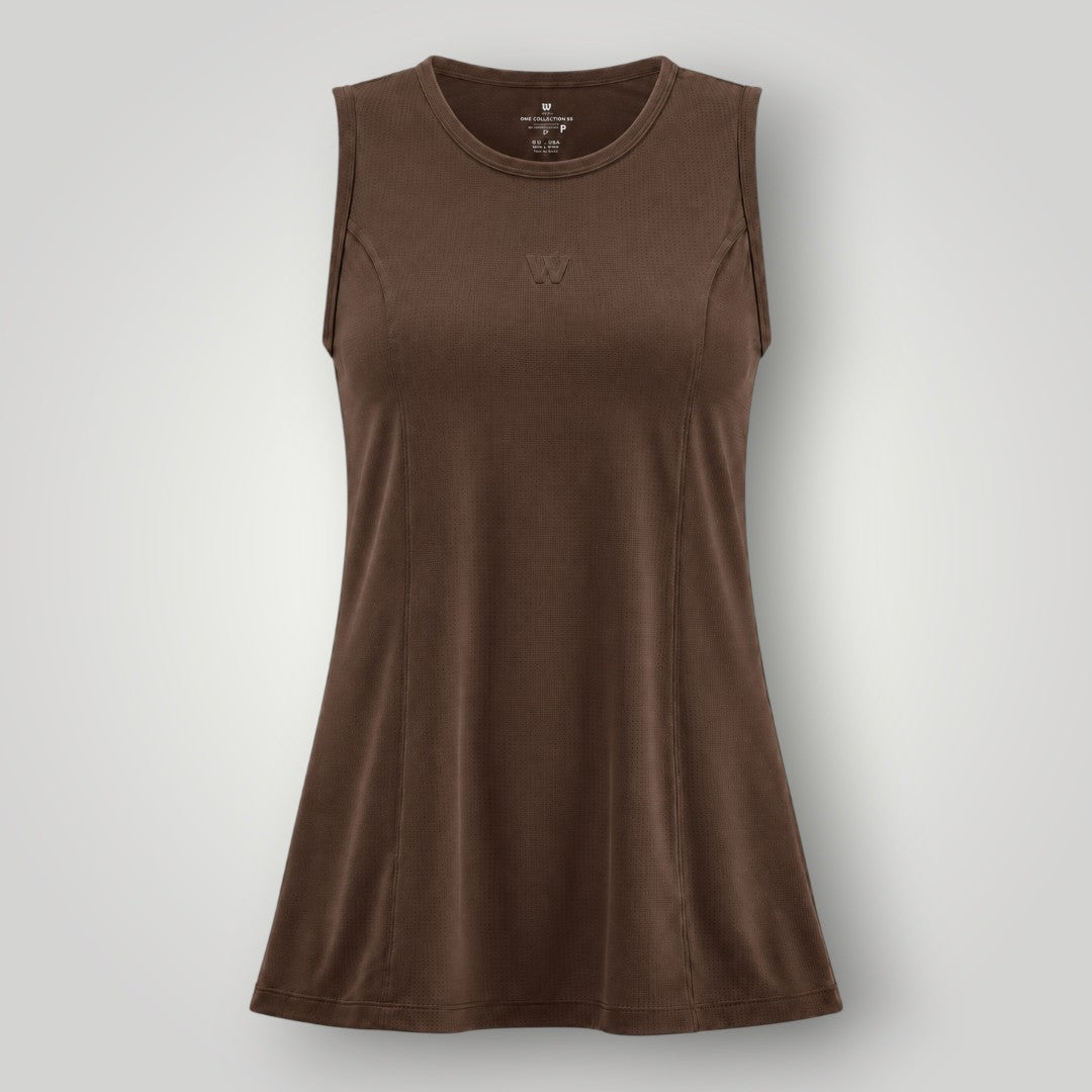 Regata W One Brand Store Mini Veste coffee em poliamida dry fit com proteção UV para beach tênis e treinos