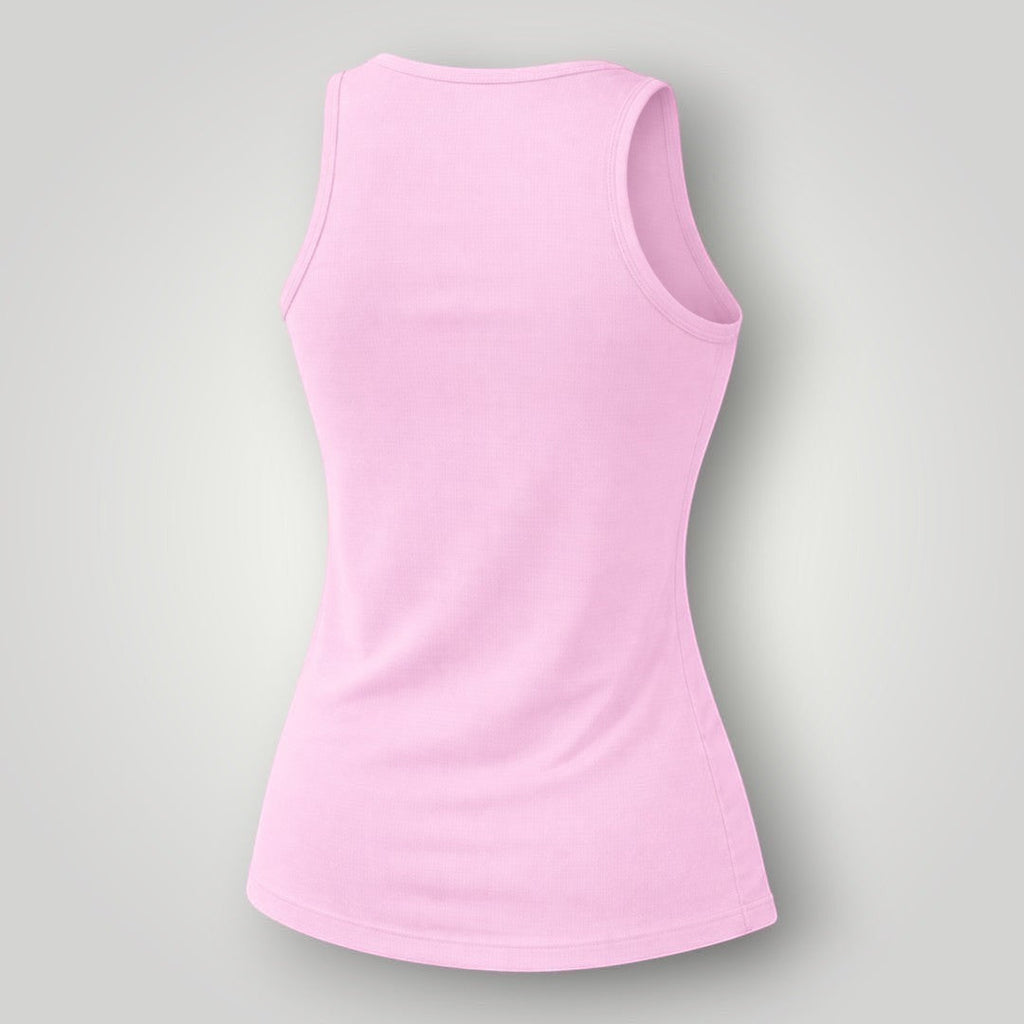 Regata feminina W One Brand Store Essence na cor rosa balé, tecido leve e respirável, vista traseira.