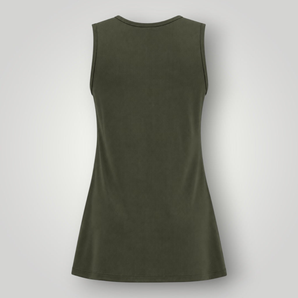 Regata W One Brand Store verde militar em poliamida dry fit com proteção UV, vista traseira