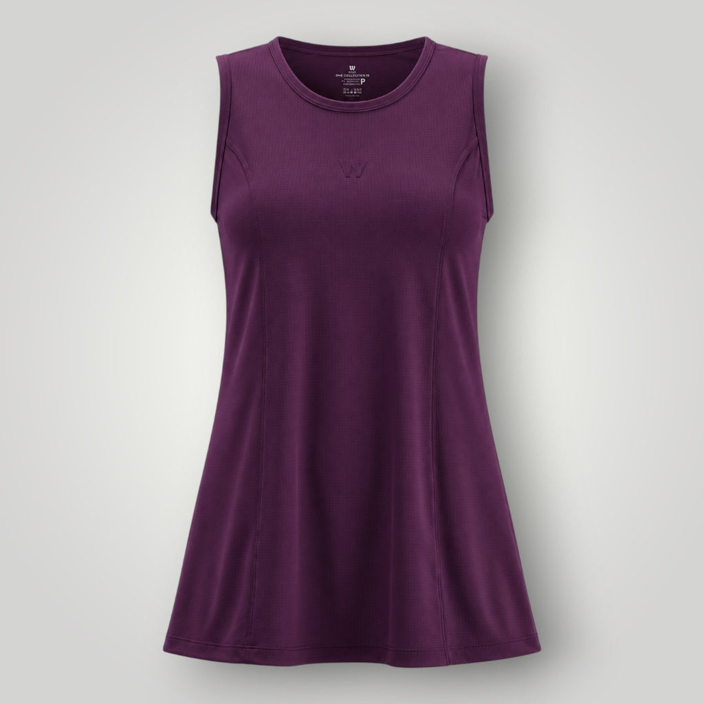 Regata W One Brand Store wine em poliamida dry fit com proteção UV, ideal para beach tênis e esportes ao ar livre.