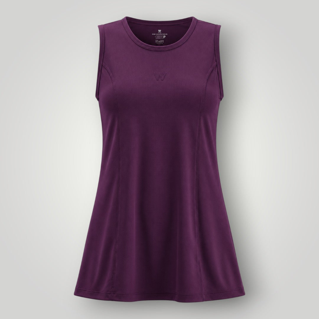 Regata W One Brand Store wine em poliamida dry fit com proteção UV, ideal para beach tênis e esportes ao ar livre.