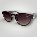 W One Brand Store retro round sunglasses with brown gradient lenses and brown camouflage temples. UV400 protection.