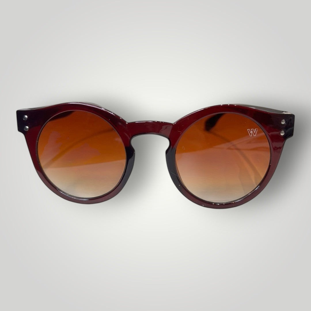 W One Brand Store round acetate sunglasses in brown with gradient brown lenses and UV400 protection.