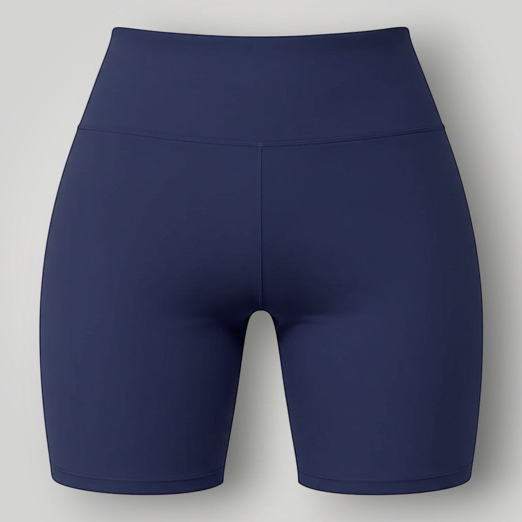 Shorts W One Brand Store Essence azul marinho com cós largo, tecido de média compressão e proteção solar FPU 50+