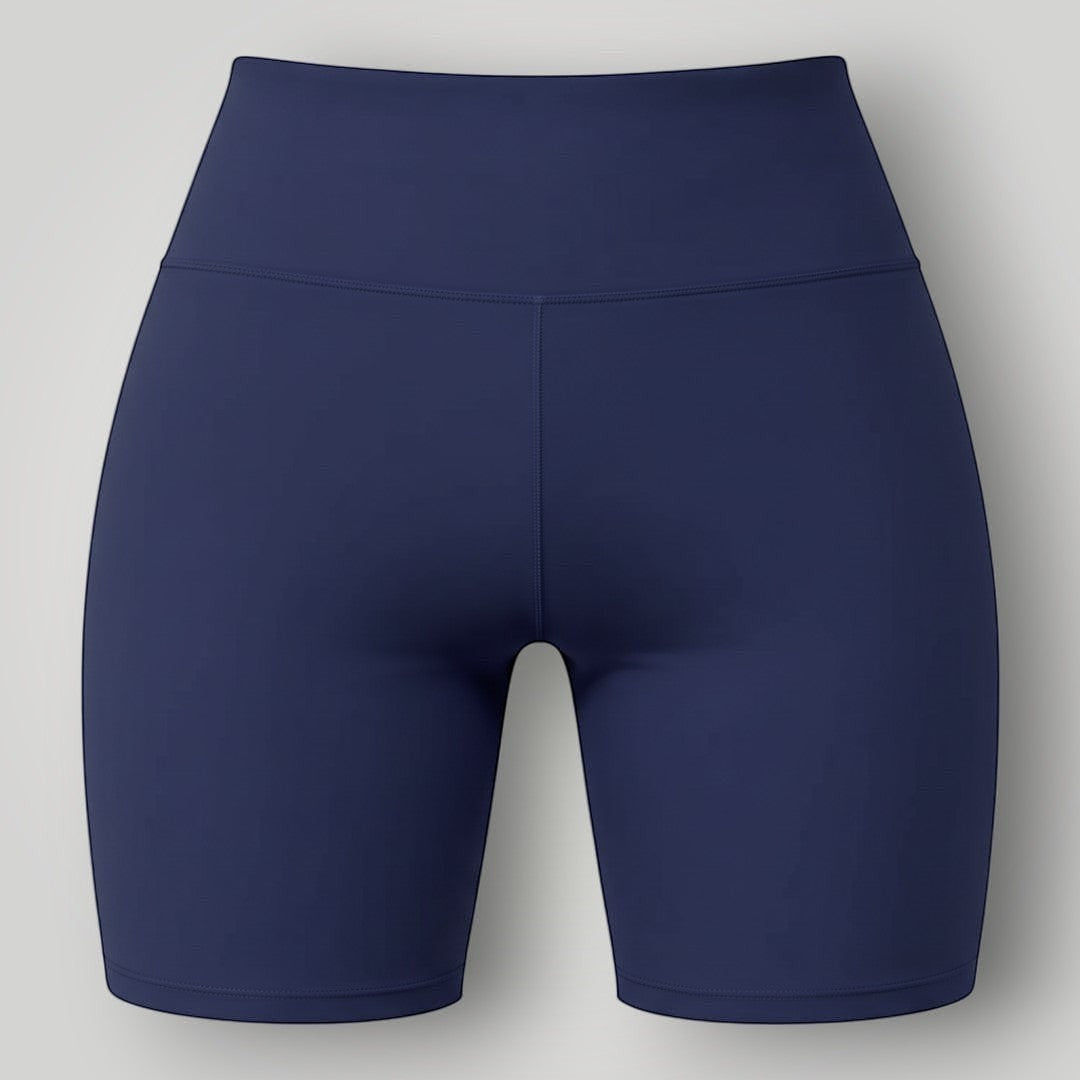 Shorts W One Brand Store Essence azul marinho com cós largo, tecido de média compressão e proteção solar FPU 50+
