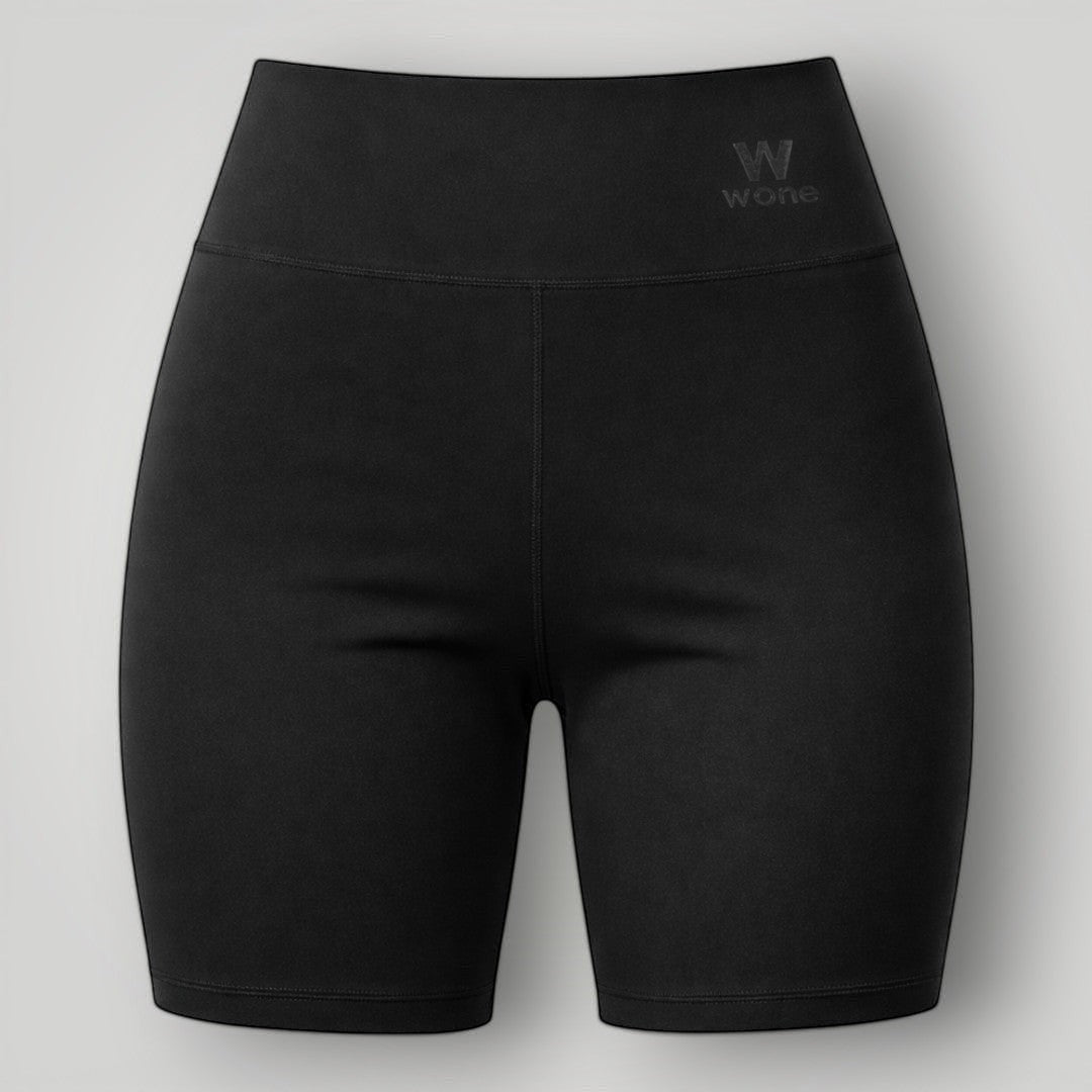 Shorts W One Brand Store Essence preto com cós largo de alta compressão e tecido macio para treinos