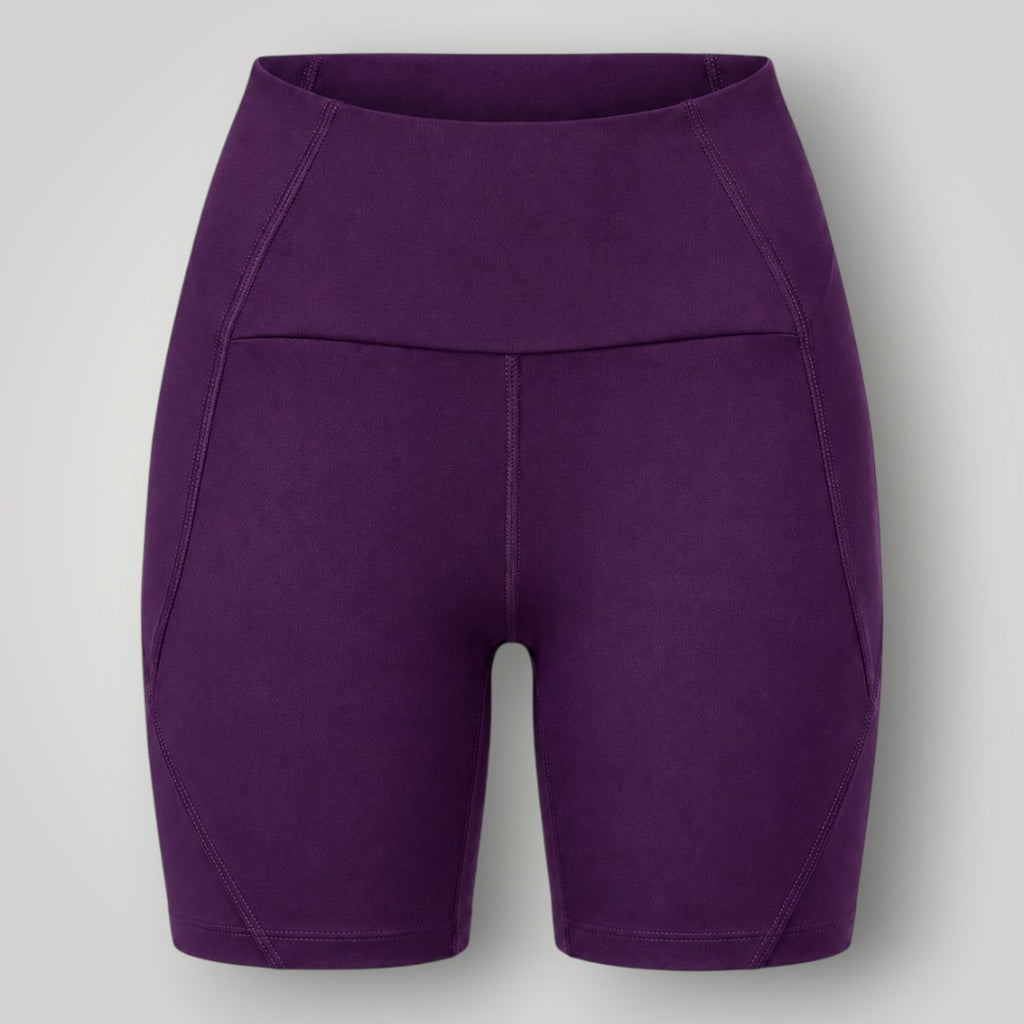 Shorts W One Brand Store Sculpt wine em poliamida com cós alto e costuras modeladoras para treinos.