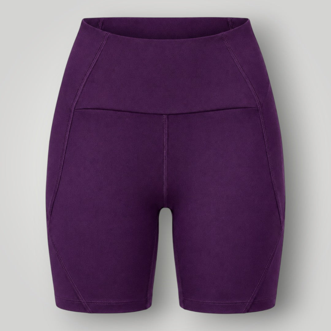 Shorts W One Brand Store Sculpt wine em poliamida com cós alto e costuras modeladoras para treinos.