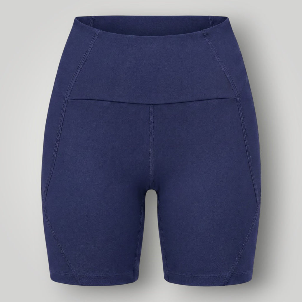 Shorts esportivo W One Brand Store Sculpt azul marinho com cós alto e costuras anatômicas para treino