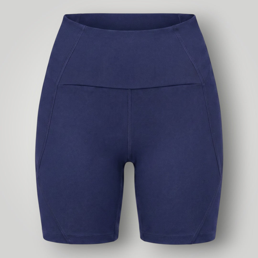 Shorts esportivo W One Brand Store Sculpt azul marinho com cós alto e costuras anatômicas para treino