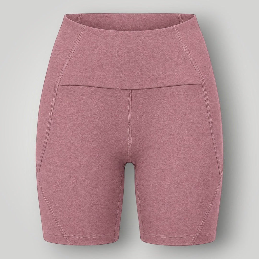 Shorts Sculpt W One Brand Store cor cacau com cós alto, média compressão e bolso traseiro para treinos