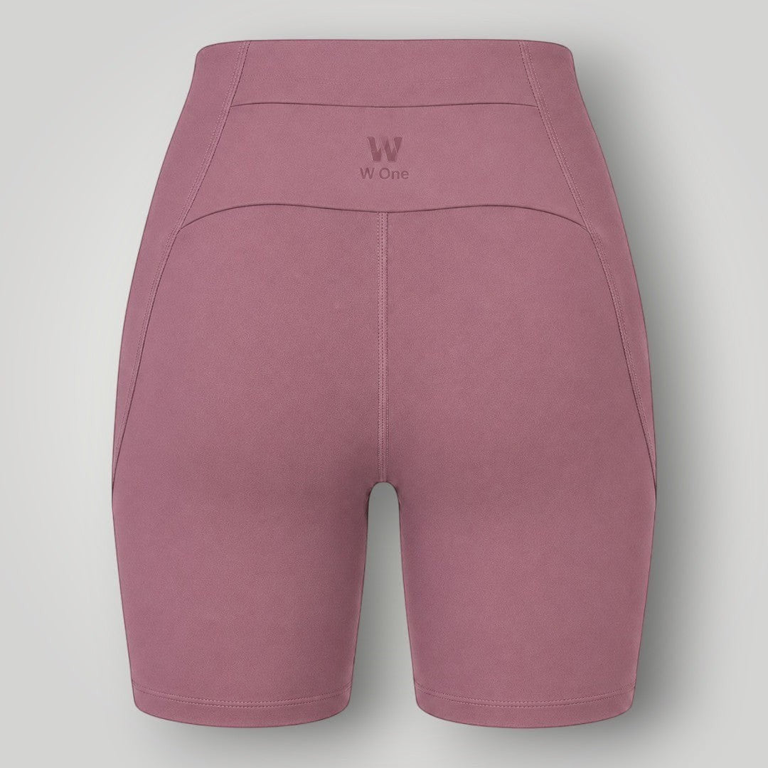 Shorts Sculpt W One Brand Store na cor cacau com cós alto e bolso traseiro funcional para treinos