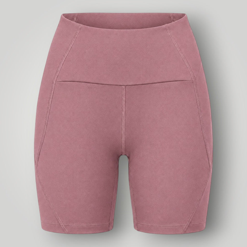 Shorts W One Brand Store Sculpt cor cacau em poliamida com cós alto e bolso traseiro para treinos