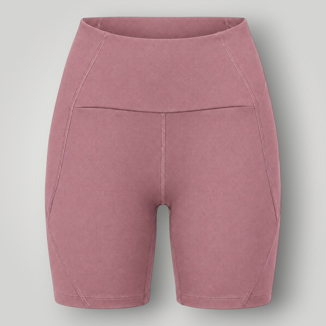 Shorts W One Brand Store Sculpt cor cacau em poliamida com cós alto e bolso traseiro para treinos