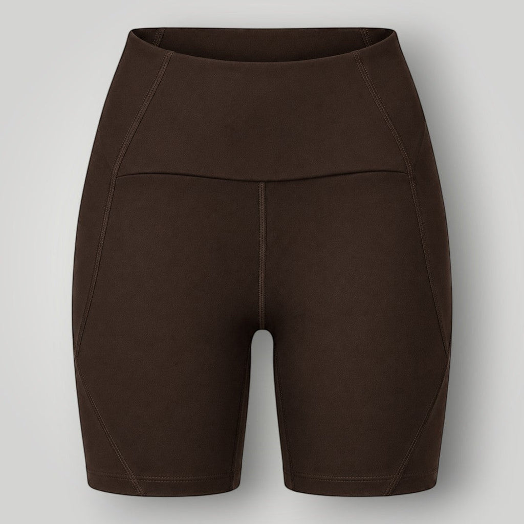 Shorts Sculpt W One Brand Store na cor café com cós alto, média compressão e tecido tecnológico de poliamida