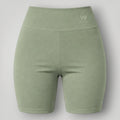 Shorts fitness W One Brand Store verde malva em poliamida com cós alto e design básico para treinos.