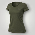 T-shirt feminina W One Brand Store verde militar em poliamida com tecnologia Lycra e proteção solar UV