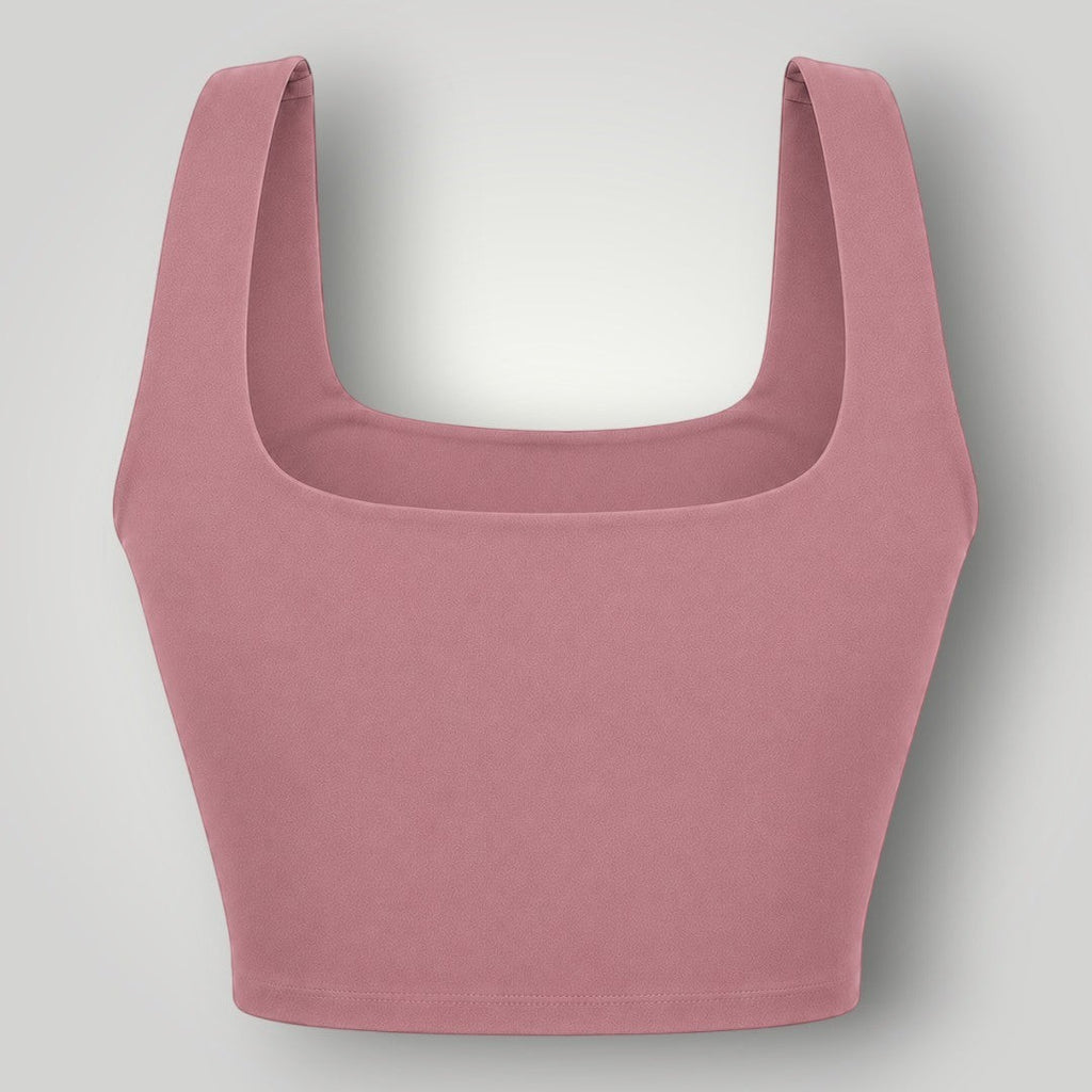 Top Allure W One Brand Store na cor cacau com decote quadrado, média a alta sustentação e tecido respirável