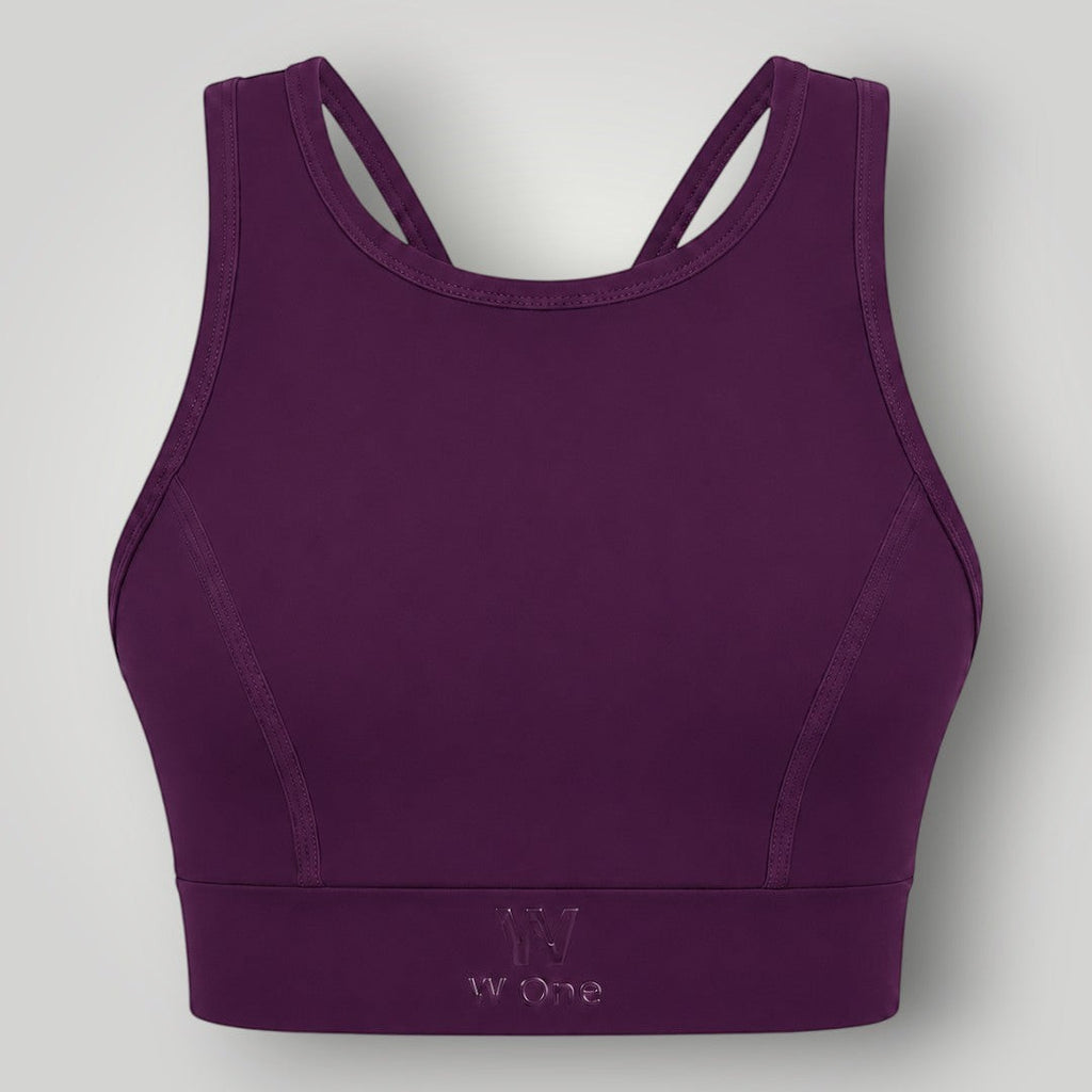 Top esportivo W One Brand Store vinho de alta sustentação com tecido respirável e modelagem firme para treinos