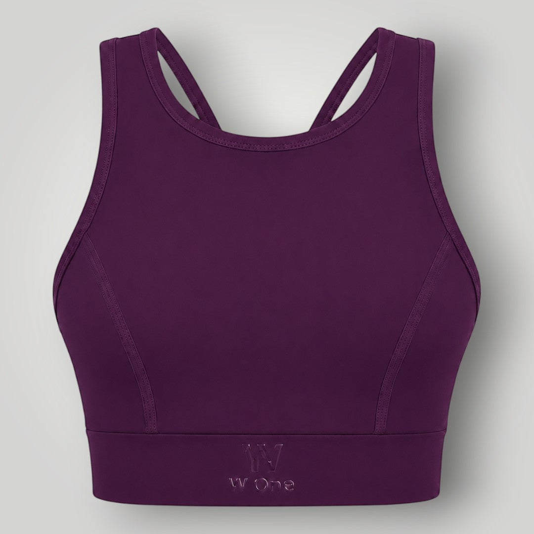 Top esportivo W One Brand Store vinho de alta sustentação com tecido respirável e modelagem firme para treinos