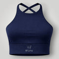 Top fitness W One Brand Store azul marinho em poliamida com alta sustentação e design de costas cruzadas