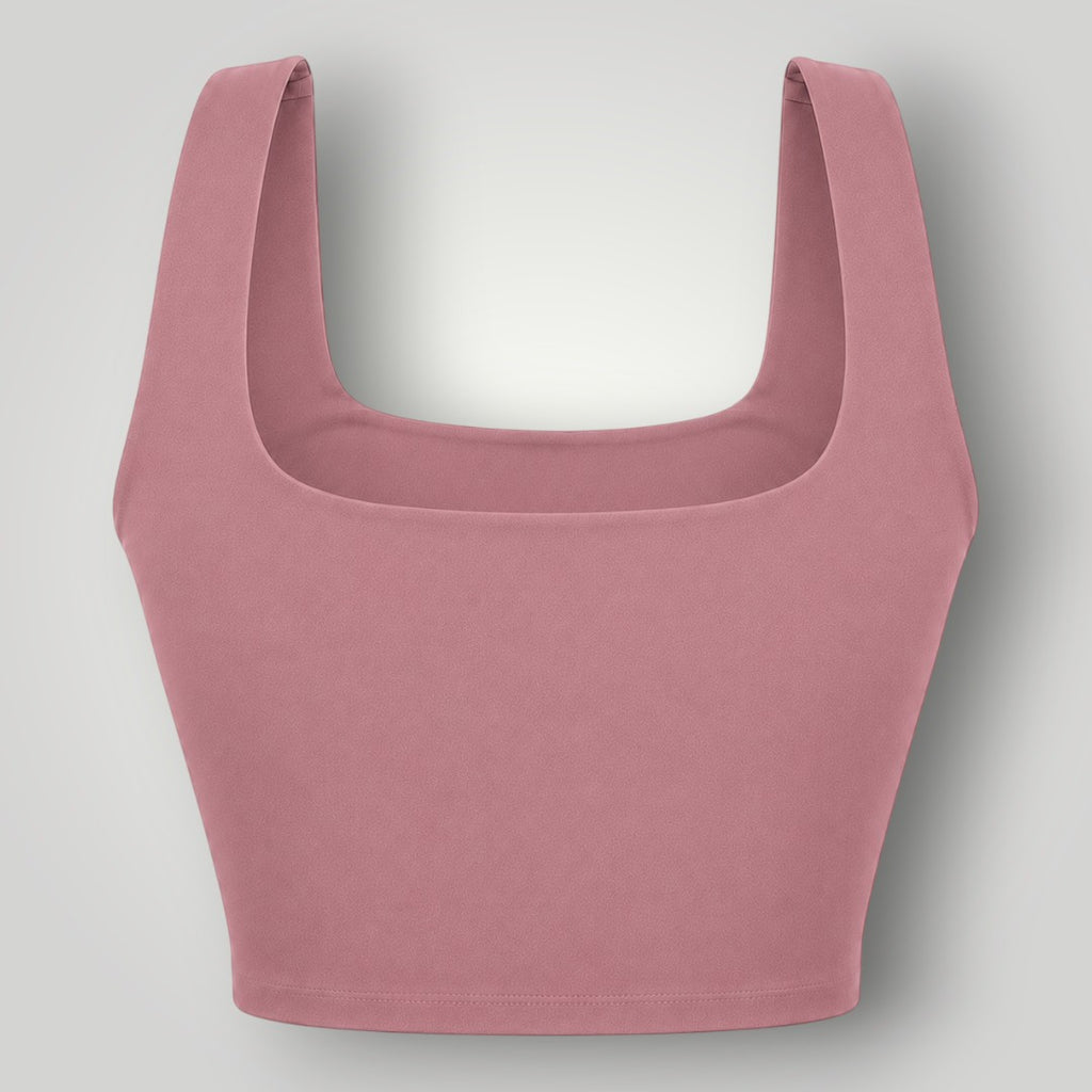 Top fitness W One Brand Store modelo Allure cor cacau em poliamida com média a alta sustentação e proteção UV