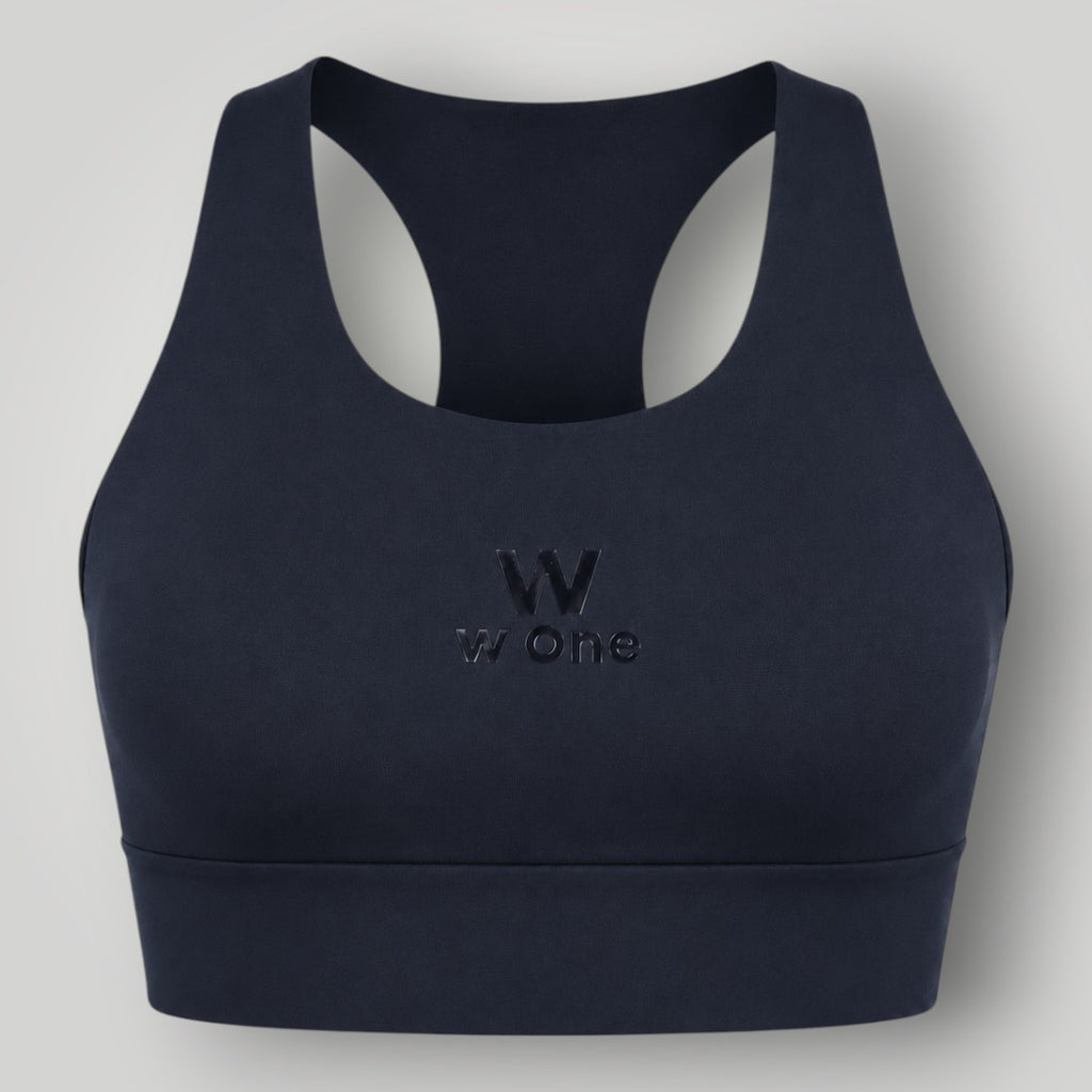Top fitness W One Brand Store preto modelo nadador em poliamida com alta sustentação e logo frontal