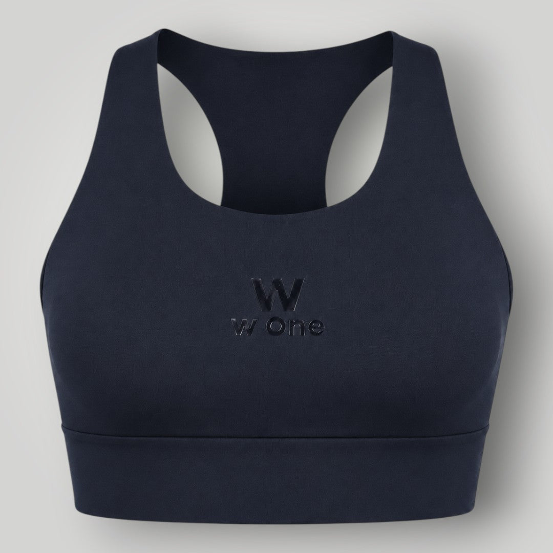 Top fitness W One Brand Store preto modelo nadador em poliamida com alta sustentação e logo frontal