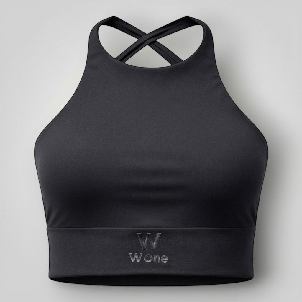 Top Sculpt Preto W One com costas cruzadas e alta sustentação