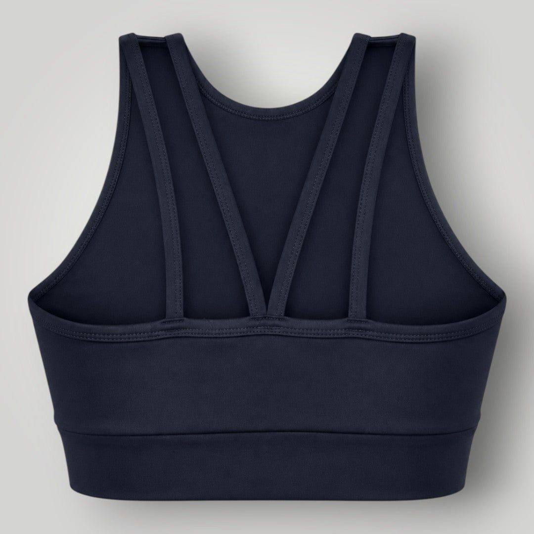 Top W One Brand Store Power Fit preto em poliamida com alta sustentação e tiras cruzadas nas costas