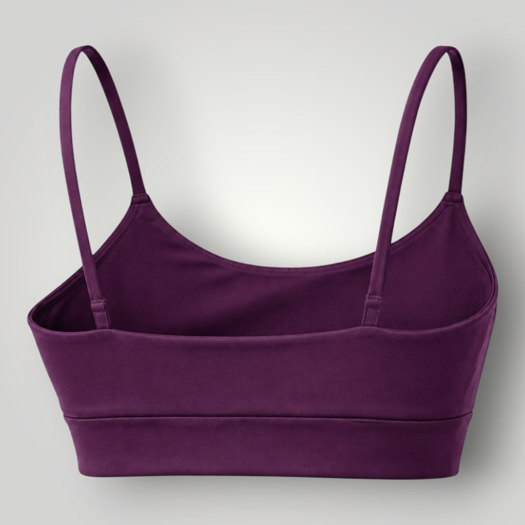 Top fitness W One Brand Store Move cor wine em poliamida com alças fixas e média sustentação para treinos