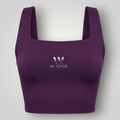 Top fitness W One Brand Store modelo Allure na cor wine em poliamida com média a alta sustentação e decote quadrado