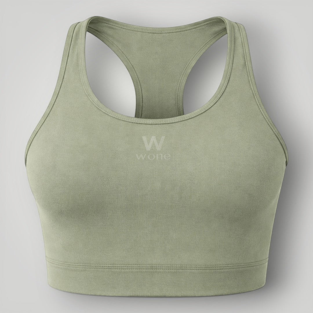 Top W One Brand Store nadador verde malva em poliamida com média sustentação e proteção solar