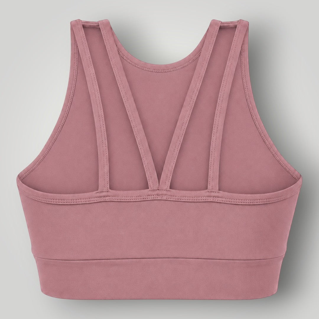 Top esportivo W One Brand Store Power Fit na cor cacau com alta sustentação e tiras duplas nas costas