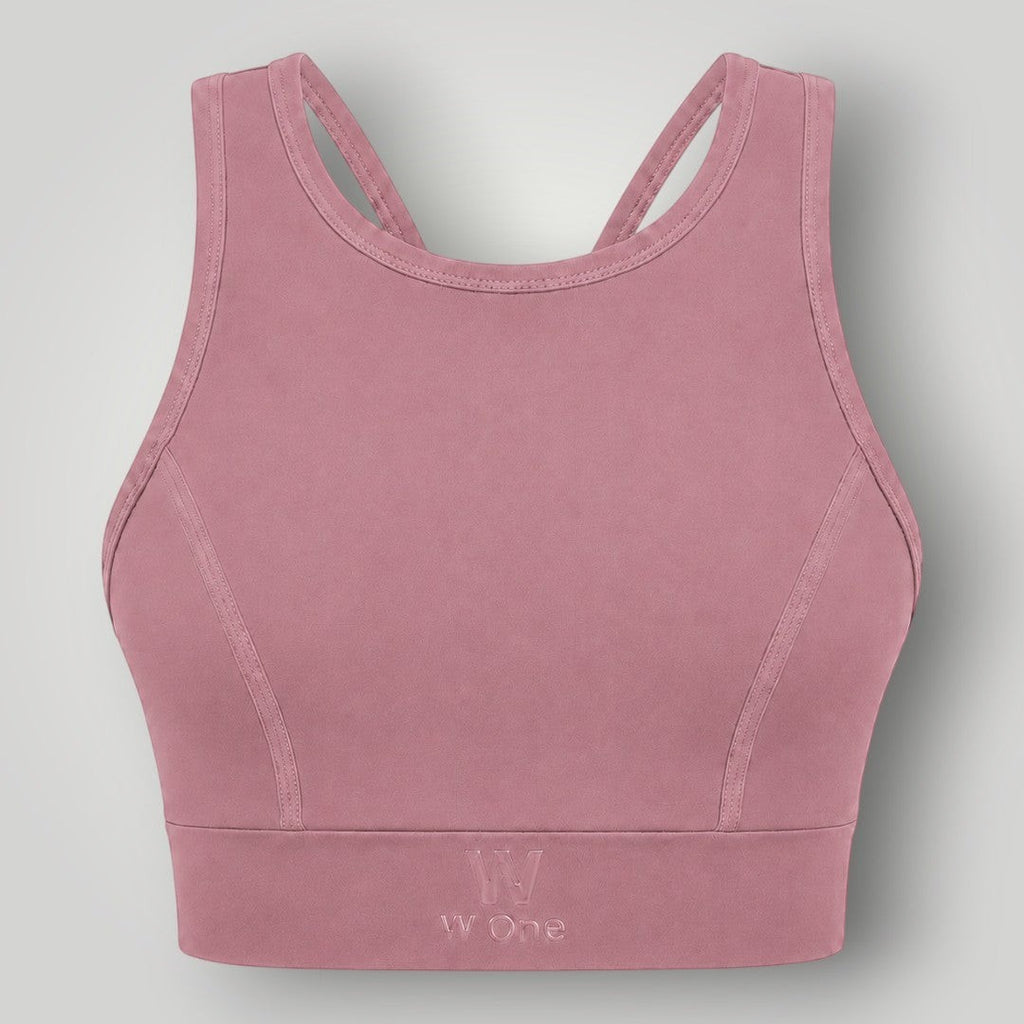Top Power Fit W One Brand Store cor cacau de alta sustentação com tecido respirável e ajuste firme para treinos
