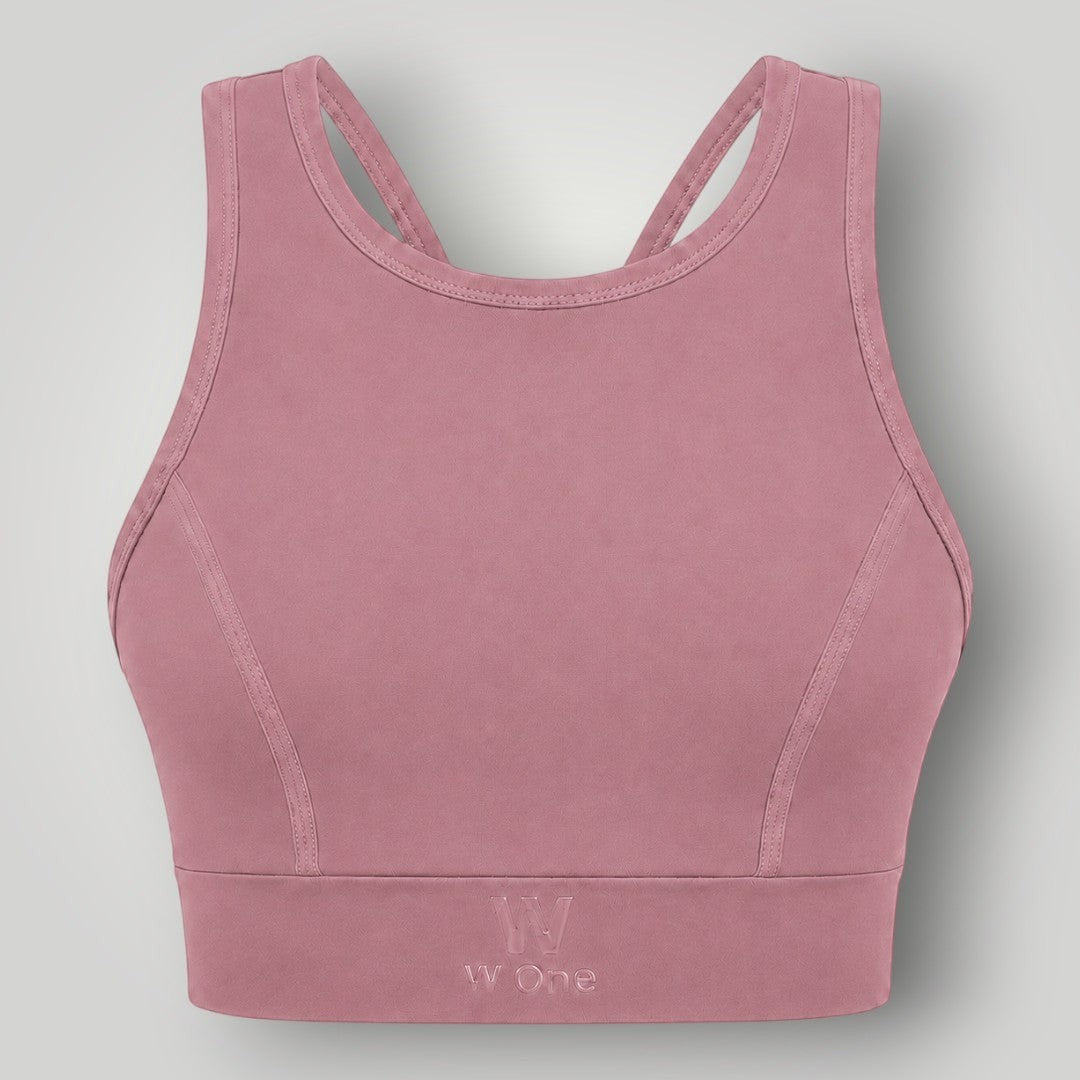 Top Power Fit W One Brand Store cor cacau de alta sustentação com tecido respirável e ajuste firme para treinos