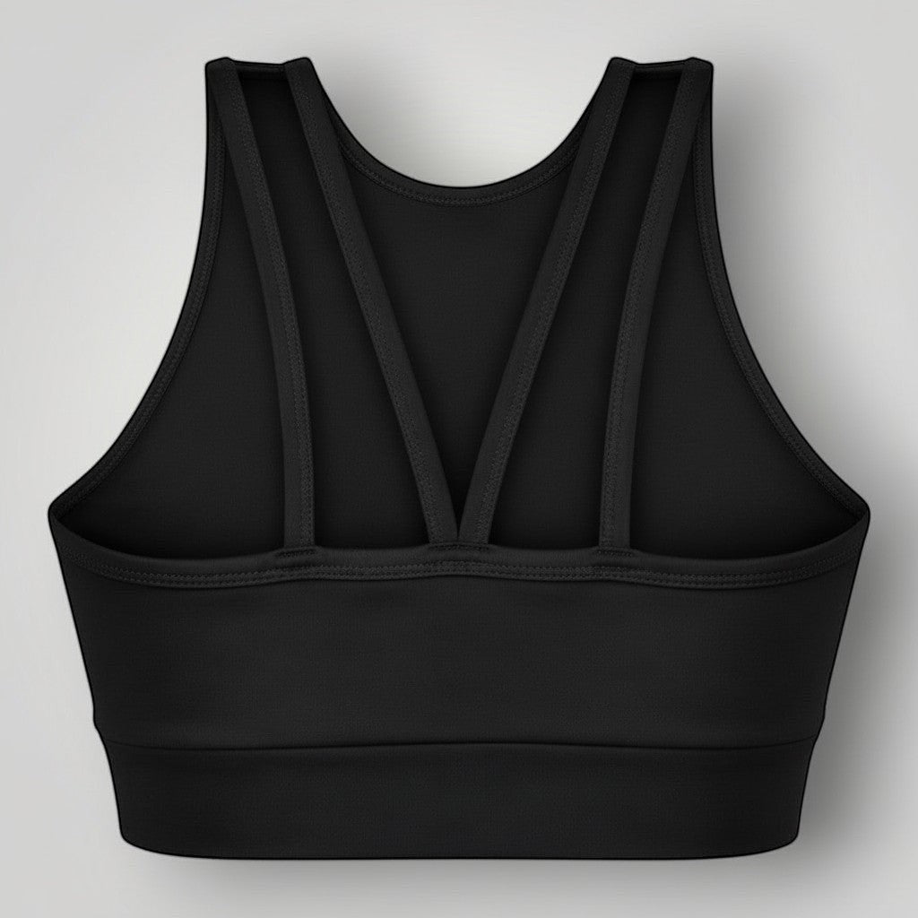 Top esportivo W One Brand Store Power Fit preto de alta sustentação com alças duplas cruzadas nas costas