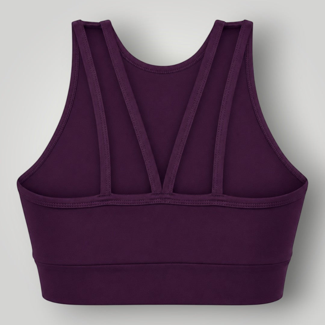 Top esportivo W One Brand Store Power Fit vinho com alta sustentação e tiras nas costas para treinos intensos