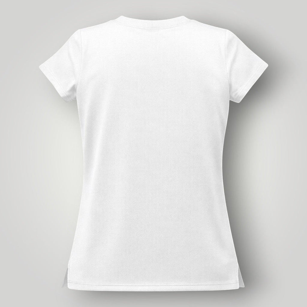 W One Brand Store white polyamide fitness t-shirt for women, lightweight, breathable, with SUN PRO UV protection.