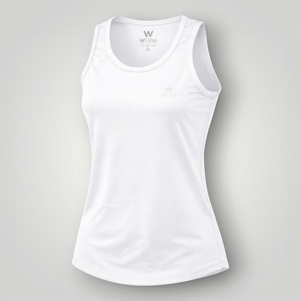 W One Brand Store white polyamide fitness tank top with a light touch and sun protection.