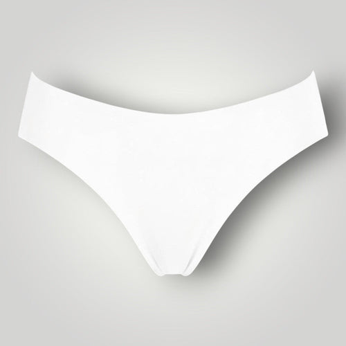 W One Brand Store white seamless thong underwear with medium sides, made of polyamide and elastane.