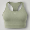 W One Brand Store green polyamide racerback fitness top with subtle logo detail.
